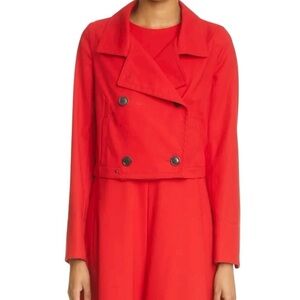 Akris Ellice Red Cotton Twill Double Breasted Cropped Short Jacket - 8